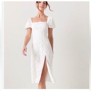 Tabitha Lace Puff Sleeve Midi Dress